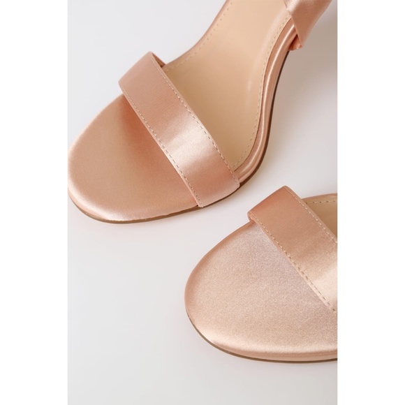 Lulu’s Gold Satin Lace Up High Heel Sandals - Picture 6 of 11